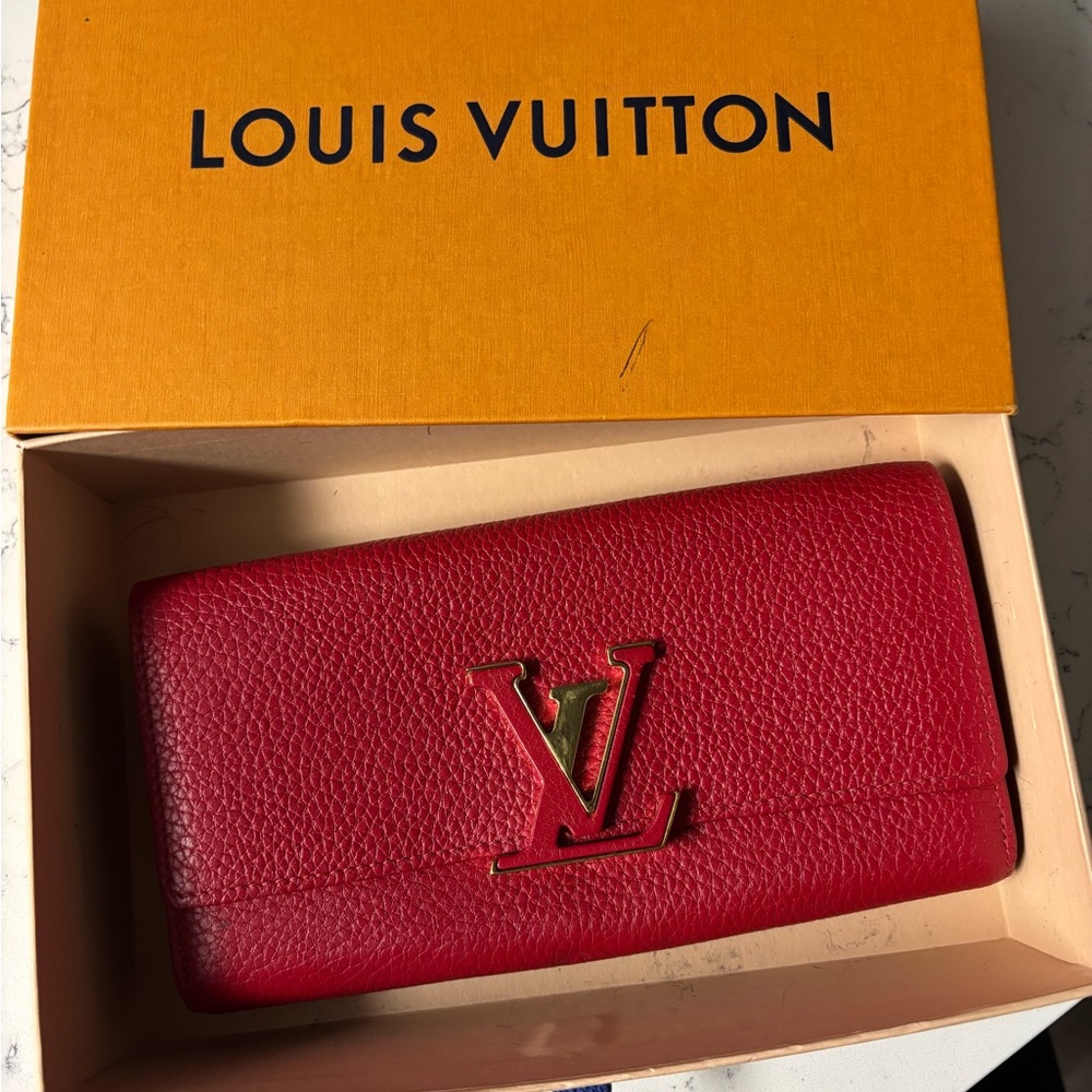 Louis Vuitton Red Pebbled Leather Wallet